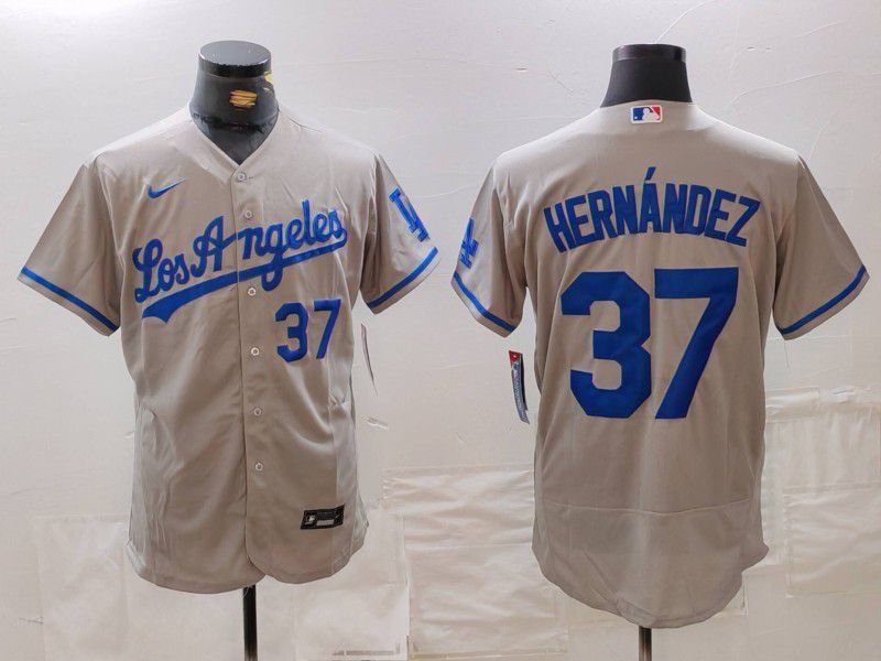 Men Los Angeles Dodgers #37 Hernandez Grey Nike Elite 2024 MLB Jersey style 72610->los angeles dodgers->MLB Jersey